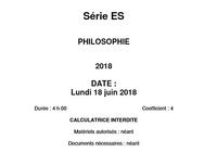 Bac 2018 Philosophie Série ES