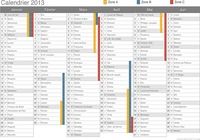 Calendrier 2013 Excel - par semestre avec vacances et fêtes