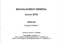 Bac Anglais LV1 2016 Séries L-ES-S Pondichéry pour mac