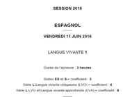 Bac 2016 Espagnol LV1 Série L-ES-S