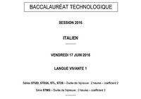 Bac 2016 Italien LV1 Séries Technologiques