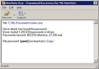 OneNote Password Recovery Key pour mac