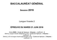 Sujet Espagnol LV2 Bac 2016